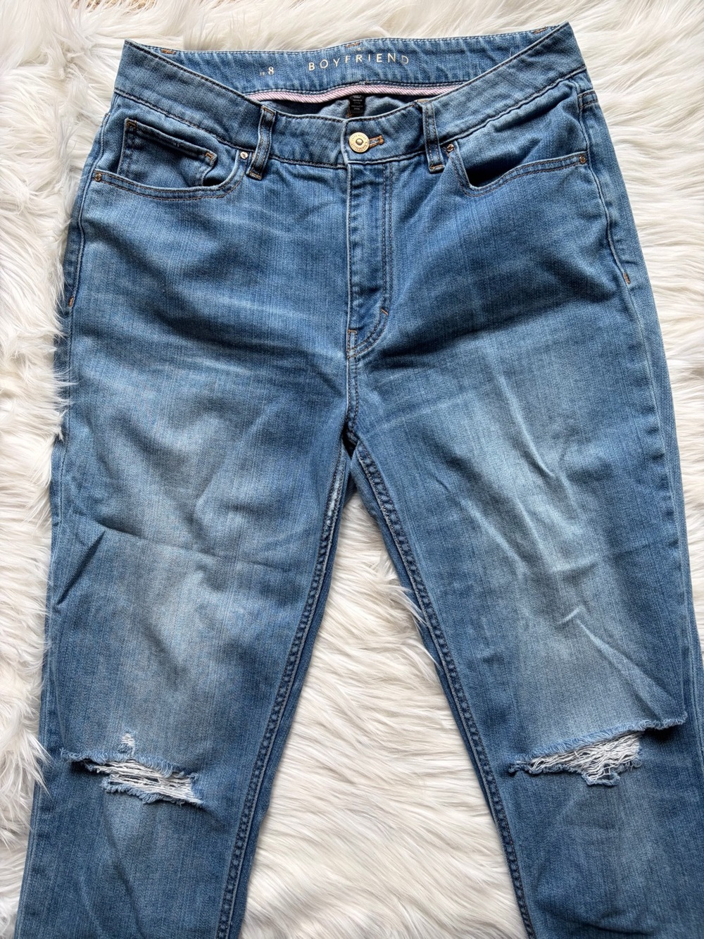 White House Black Market Light Blue Distressed Boyfriend Jeans